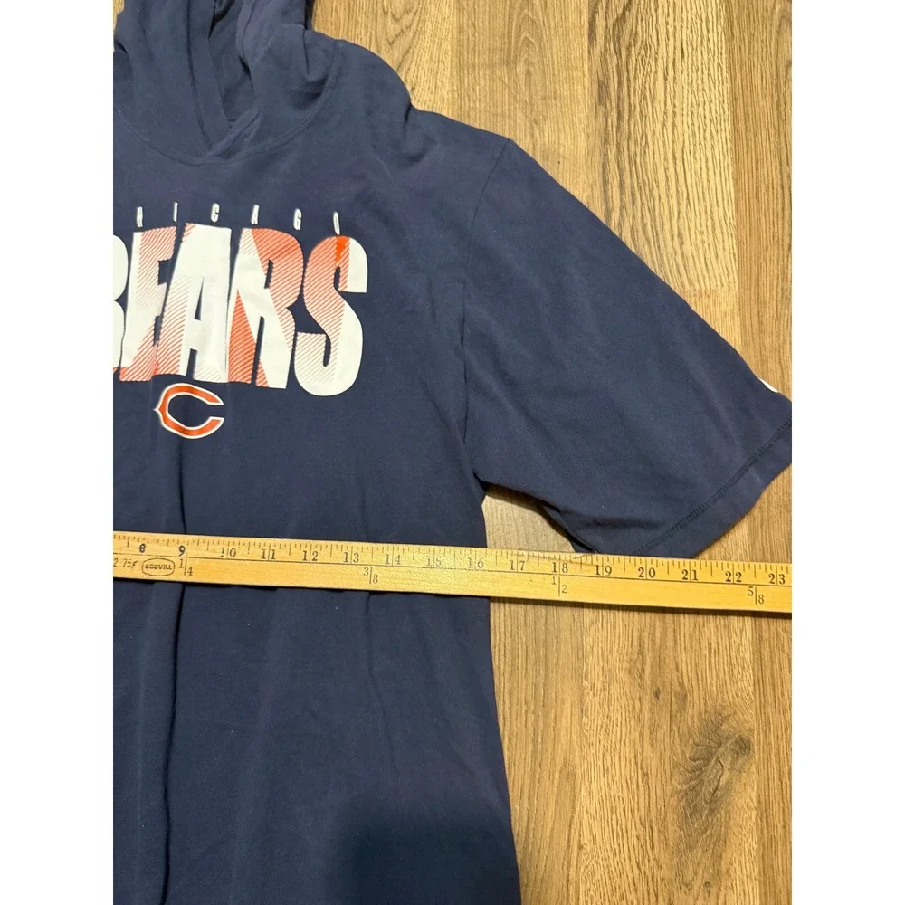 Nike Shirts Mens Size S Navy Blue Short Sleeve Hoodie NFL Dri-Fit Chicago Bears